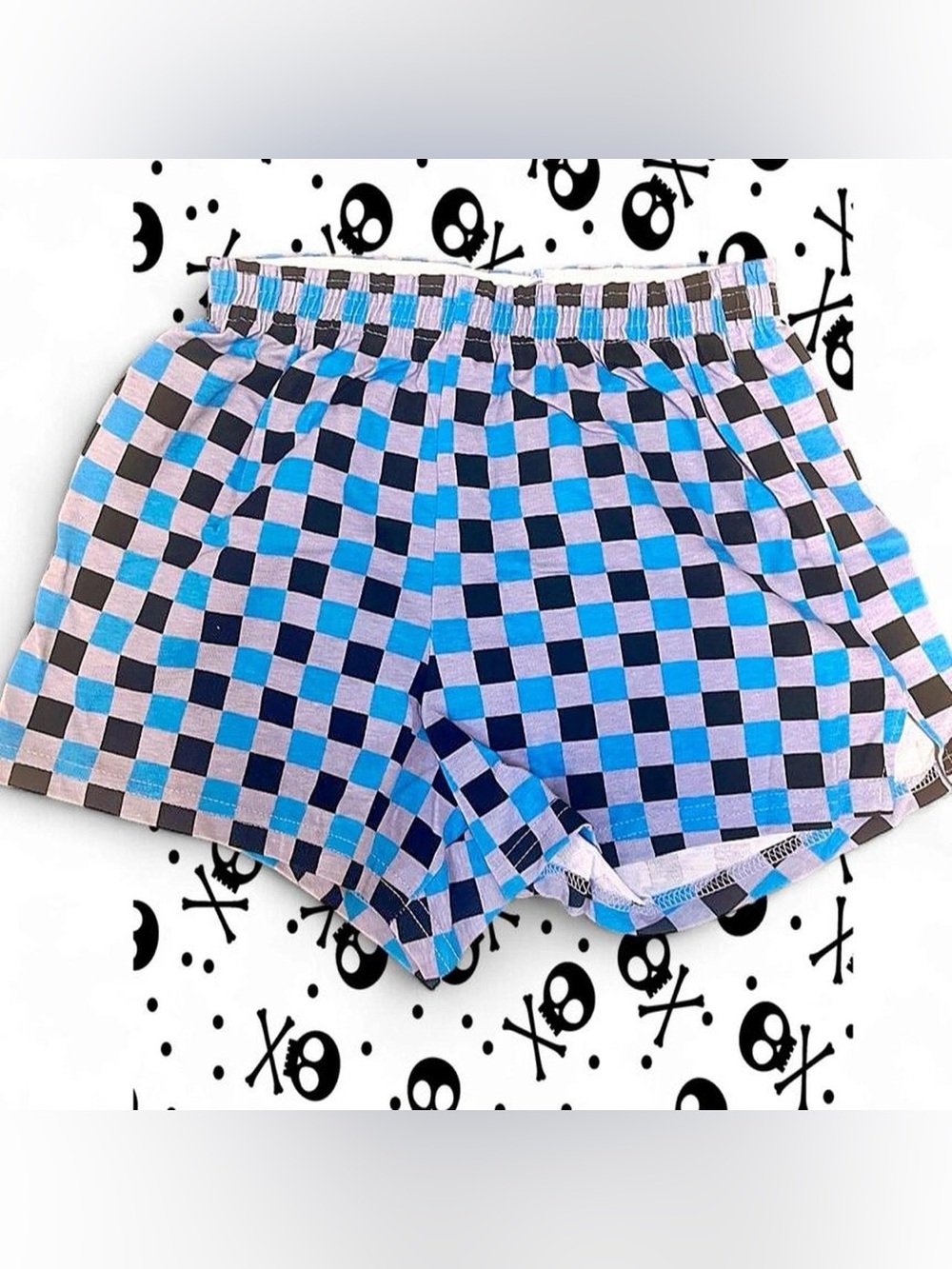 Soffe women’s Blue and Black Checkered Cotton Shorts